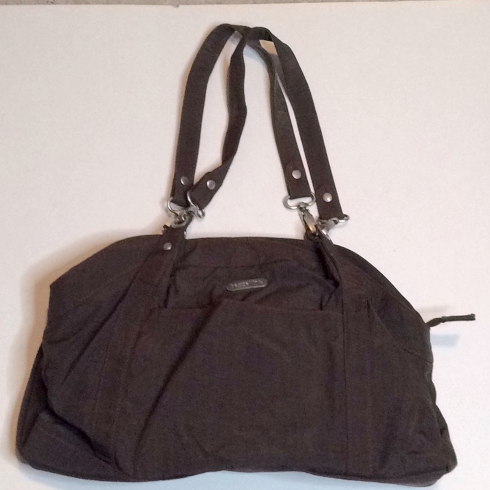 Baggallini Brown & red travel satchel purse